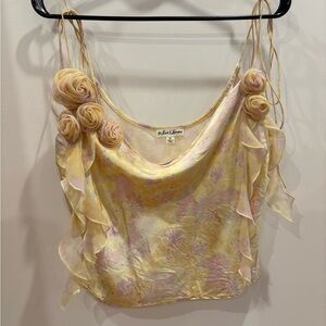 For Love And Lemons Pastel Floral String Tie Tank Top